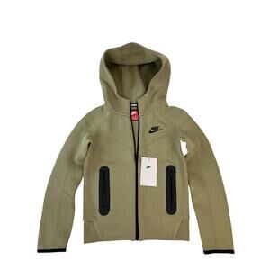 Nike Kids Sportswear Tech Fleece Neutral Olive Full-Zip Hoodie FD3285-276 Sz XS